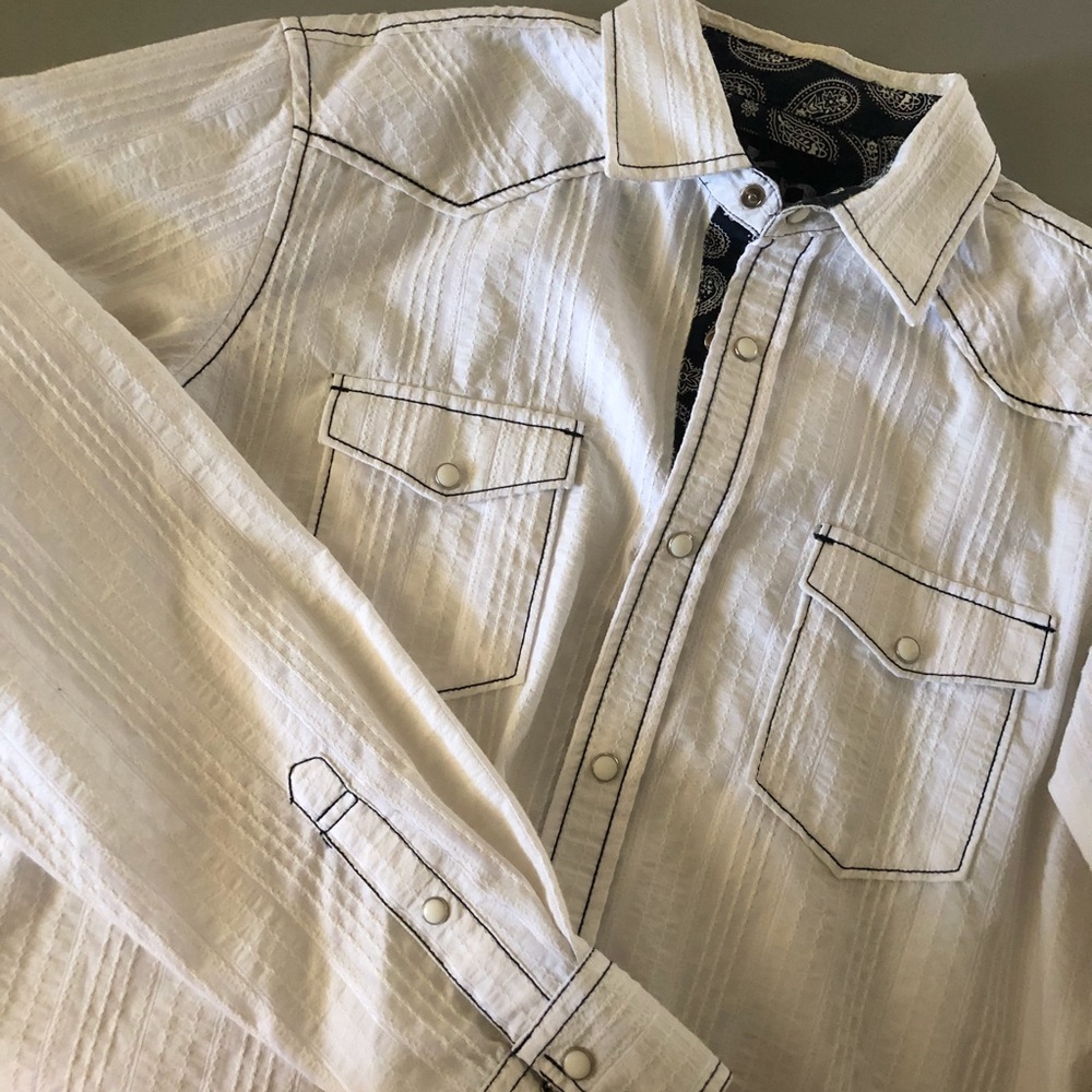 Western snap button shirt white